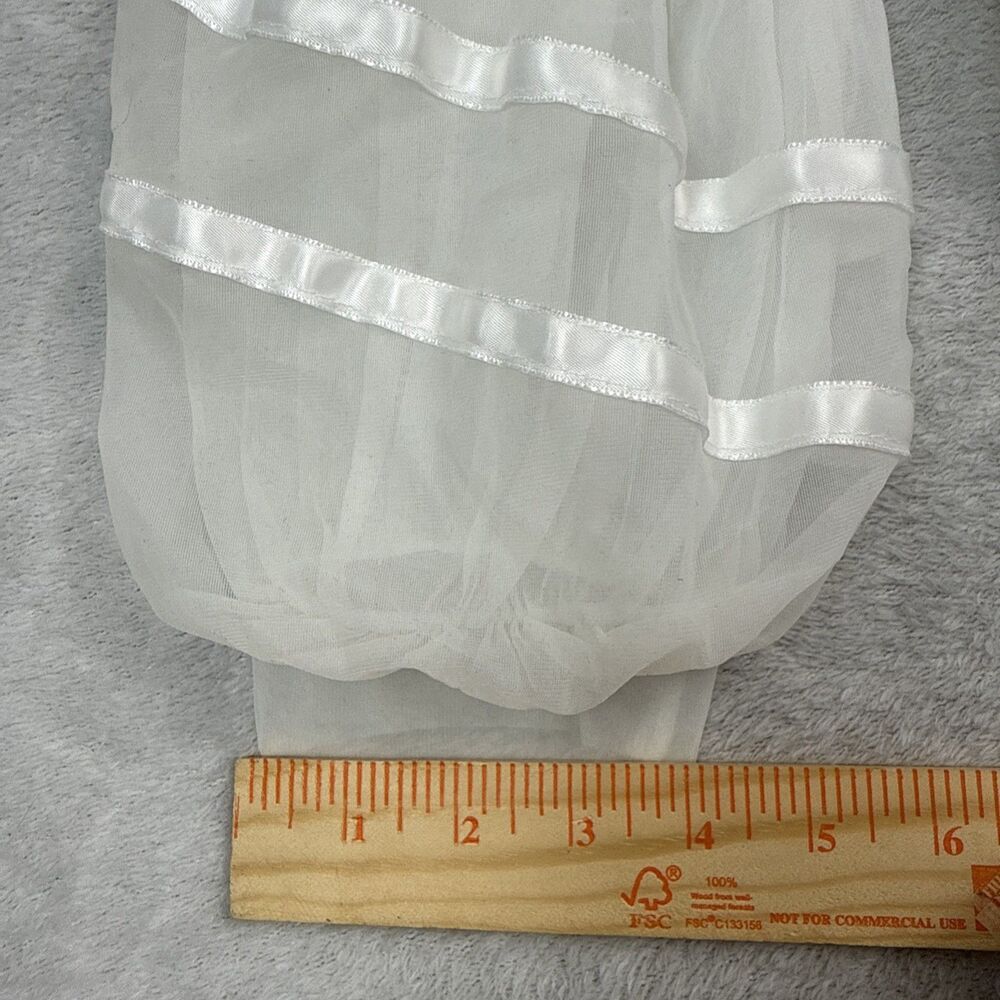 Vtg Miss Elaine Sheer Robe S/M White Belt Peignoir Puff Sleeve Bridal Retro 50s - Picture 9 of 11